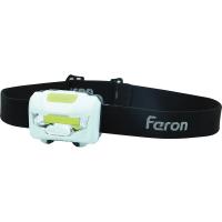 Фонарь налобный FERON TH2300 3W 1COB, IP44 работающий от батареек 3*AAA, пластик
