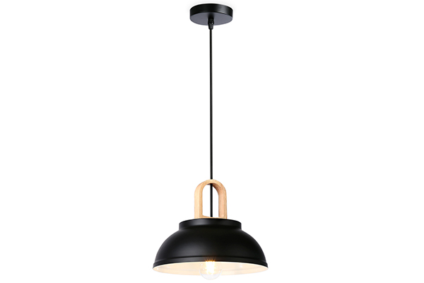 Светильник подвесной в стиле лофт Ambrella TR8192 BK/LW черный/светлое дерево E27 max 40W D290*900