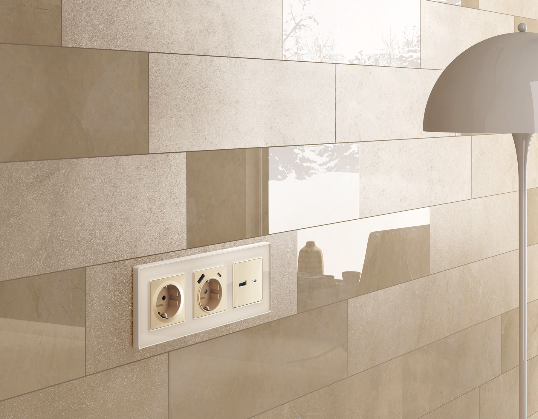 AP6070 Лицевая панель ALFA (Шампань) для электричсекой розетки с/з со шторками QUANT