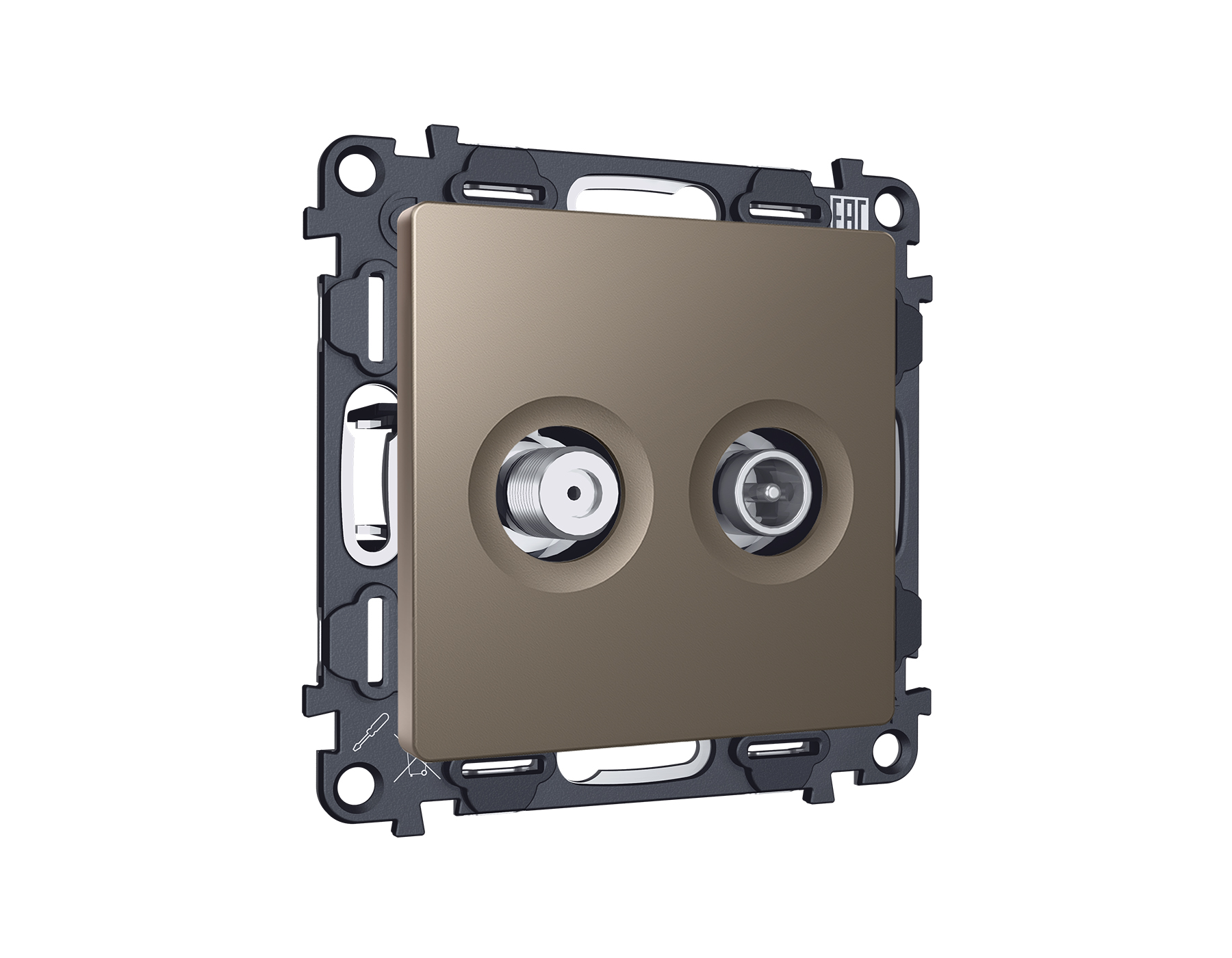 MA643310 Комплект механизма розетки TV оконечной + SAT 5-862MHz 3.5dB/950-2150MHz 3.5dB ALFA Темная 