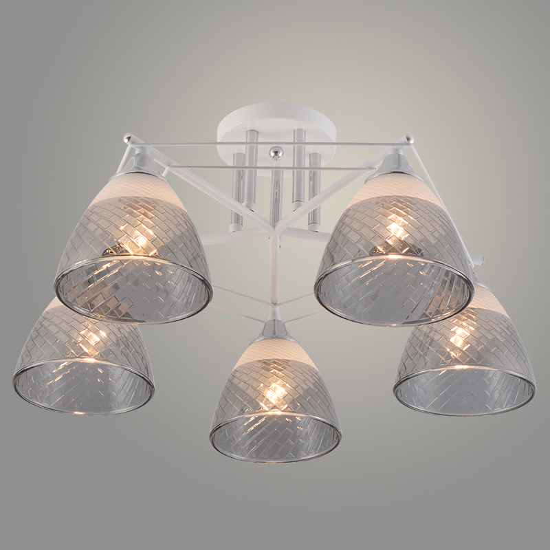 Люстра XA1523B/5 WH+CR белый/хром 5х60W E27 d520 h250, HN23