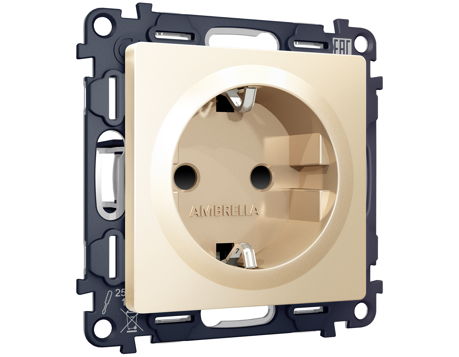 MA607010 Комплект механизма электрической розетки ALFA Шампань с/з с шторками QUANT (AP6070, VM141)