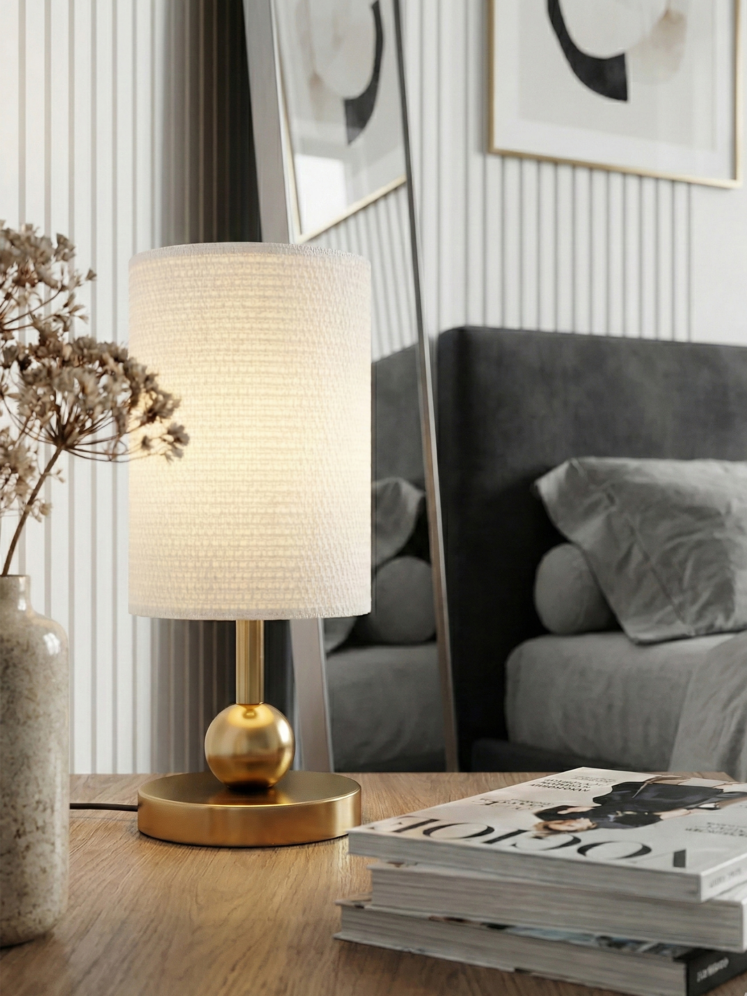 Светильник настольный Artstyle HT-908WMG Е27*40Вт золото/белый абажур