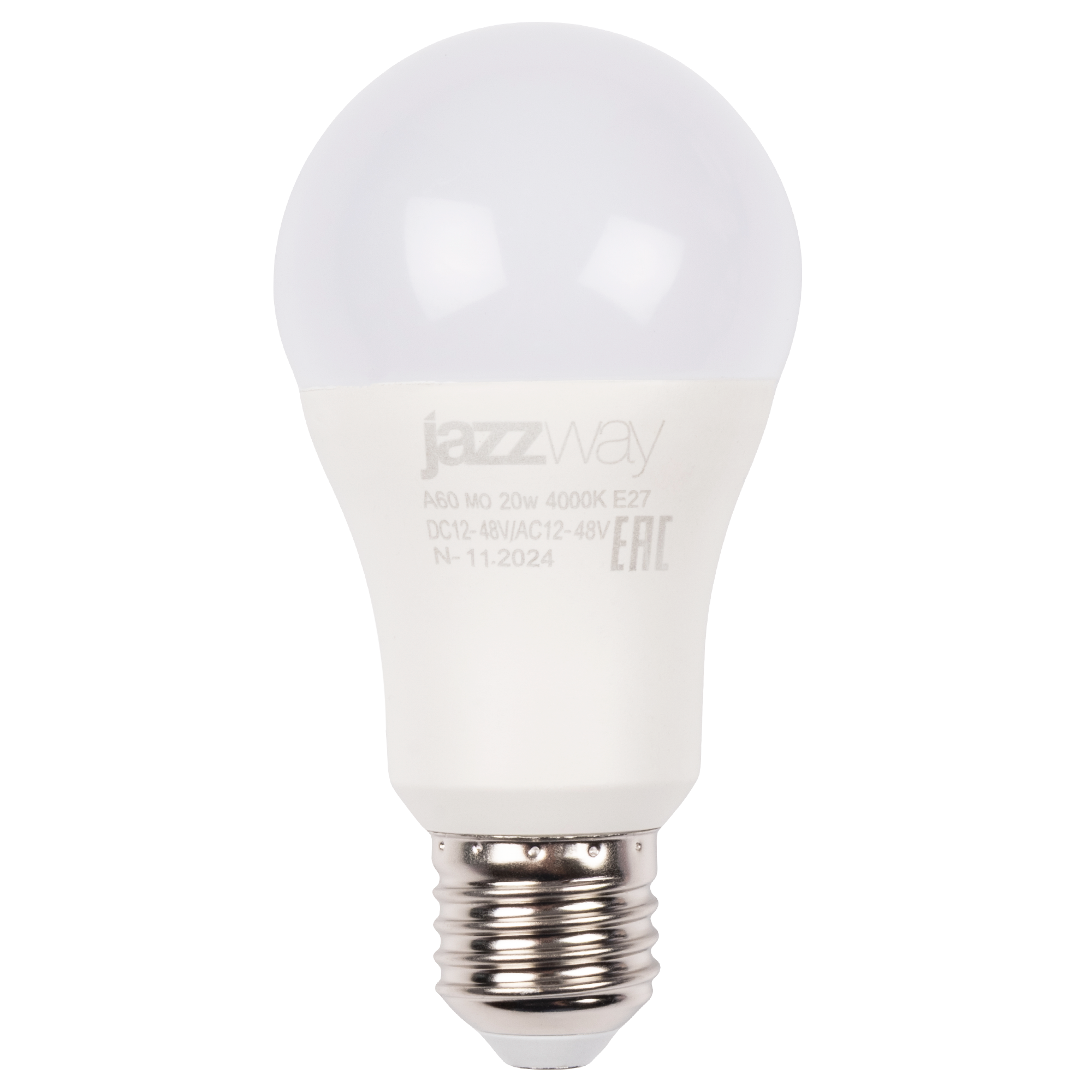 Лампа JAZZWAY PLED-A60 МО 20w 4000K E27 DC12-48V/AC12-48V для работы с пониженным напряжением (100)