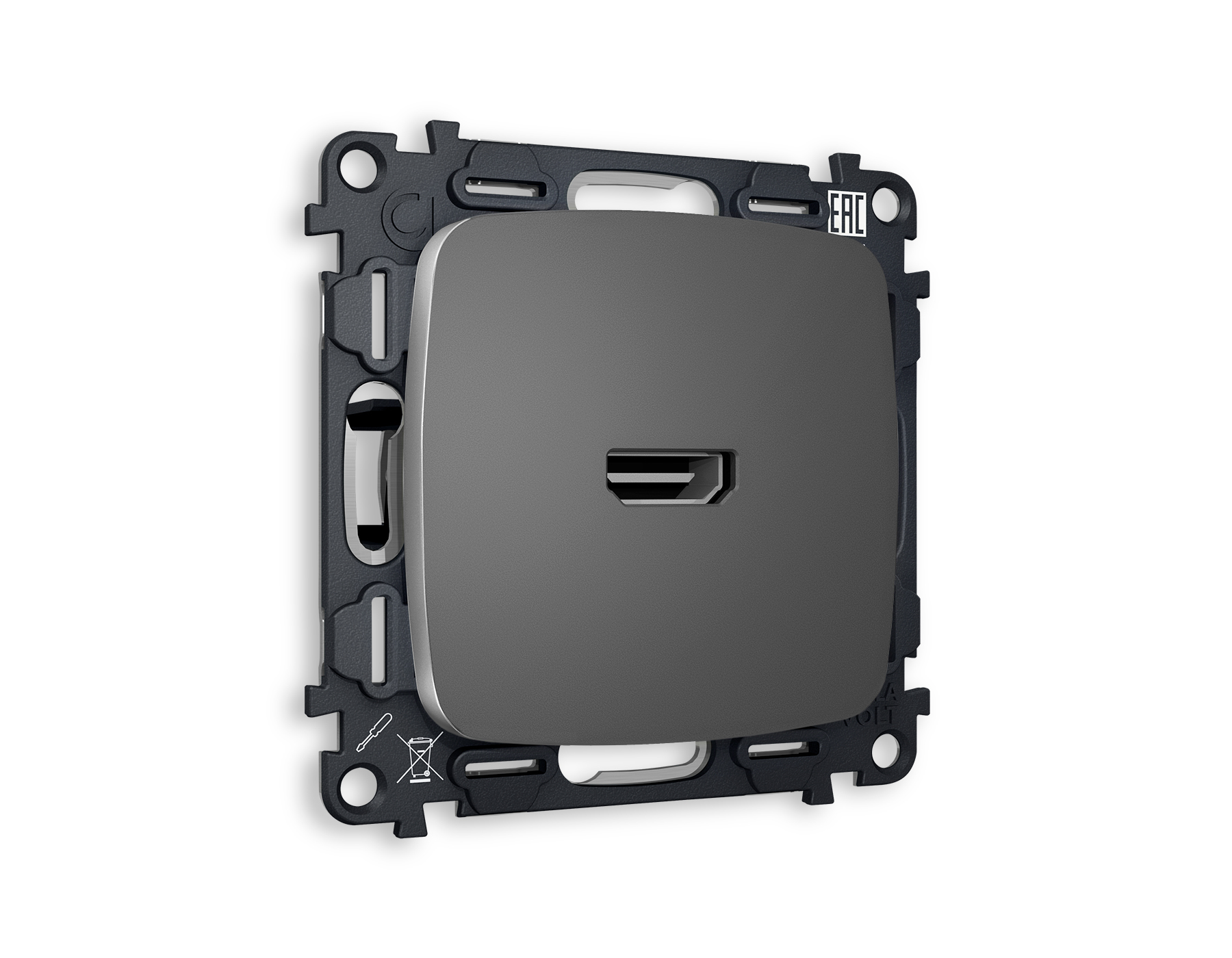 MO664010 Комплект механизма розетки HDMI 2.0 OMEGA Антрацит сер 40V/500mA 2.0GHz QUANT(OP6640,VM222)