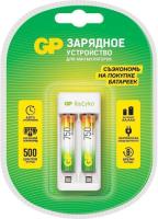 Зарядное устройство GP Е211 USB, 2 слота, в комплекте 2 х ААА 750мАч