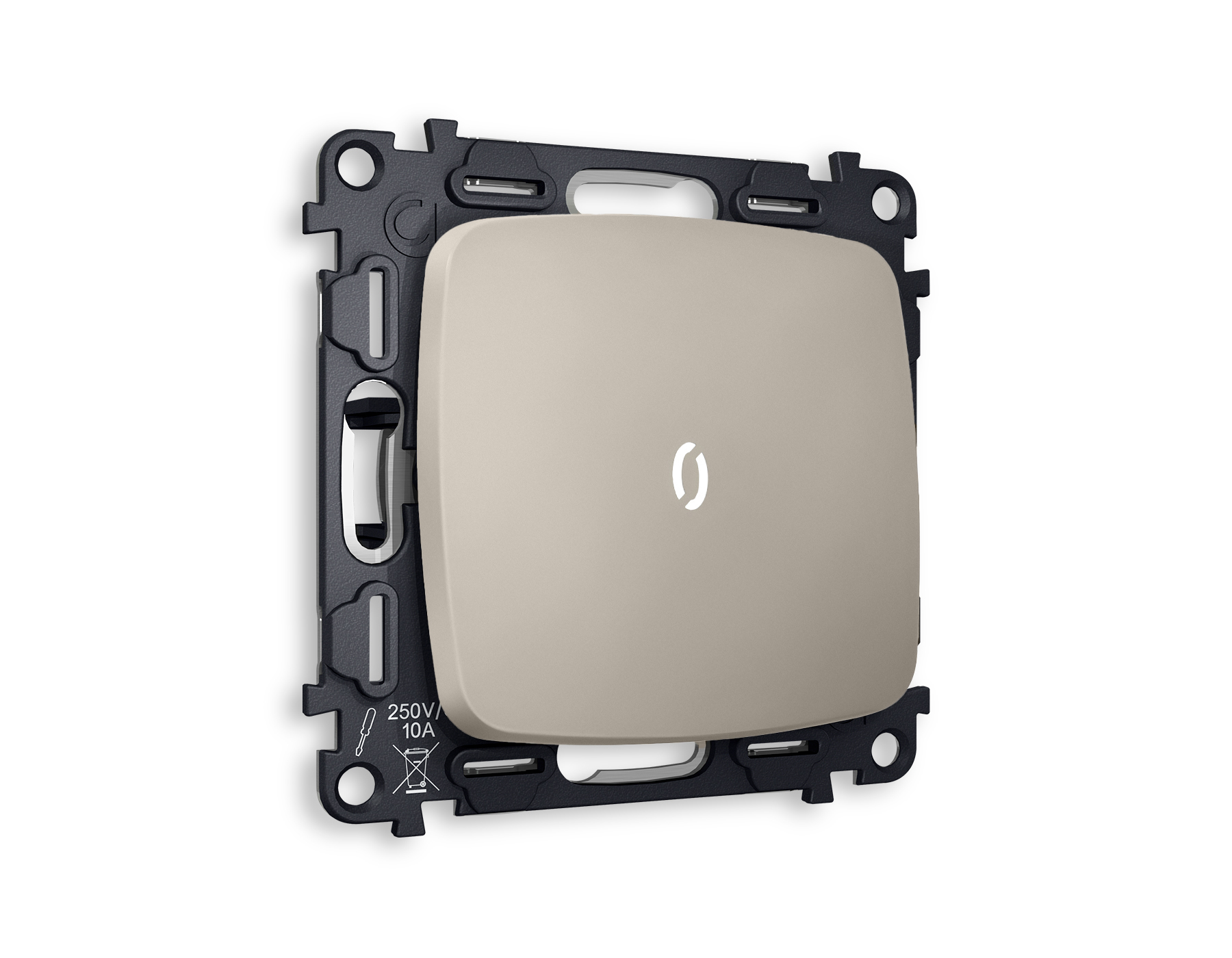 MO362035 Комплект механизма 1-кл прох.выкл подсв 5600K OMEGA Серо-беж матов QUANT(OP3620,VM105,G25W)