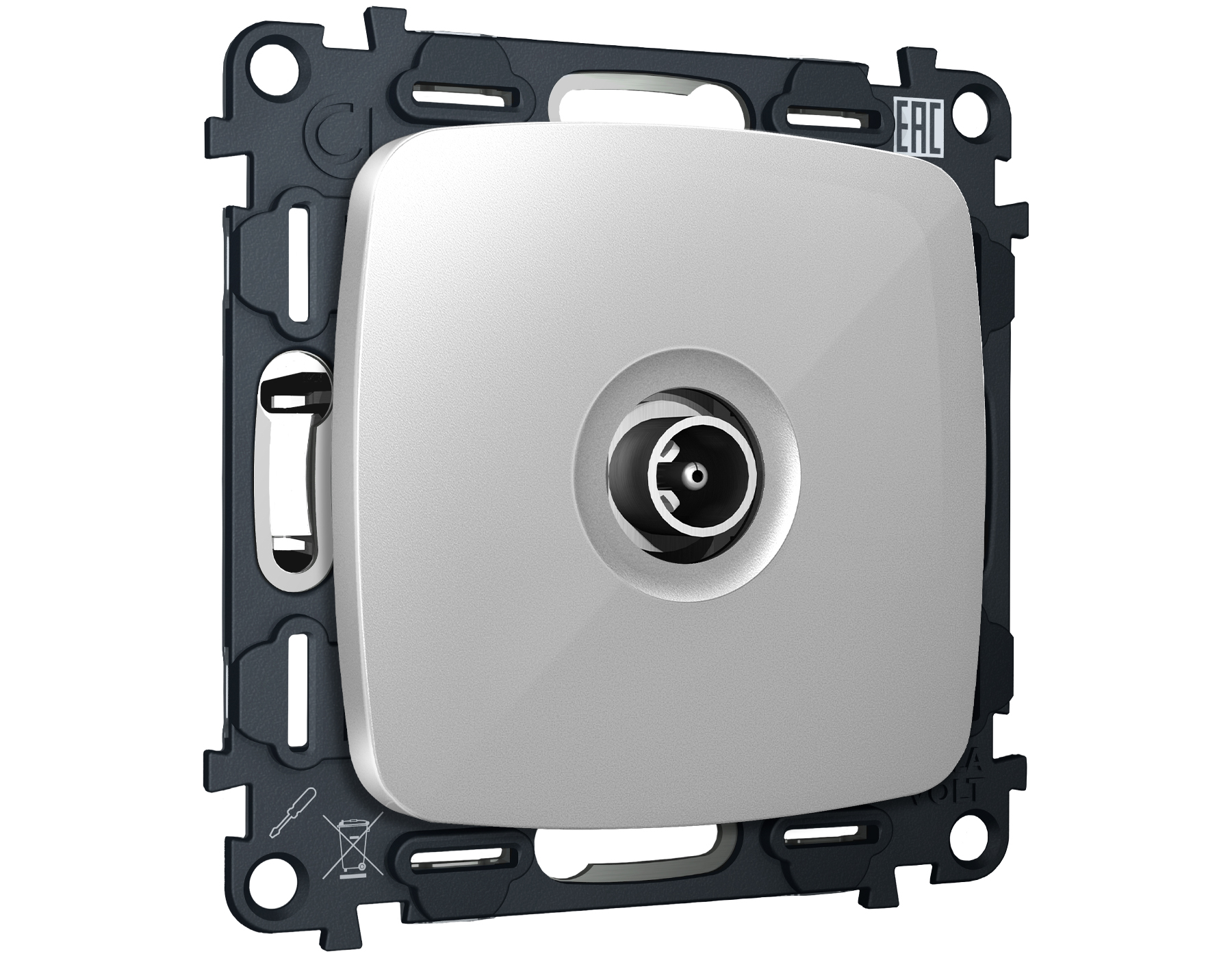 MO413010 Комплект механизма TV розетки оконеч OMEGA Серебр глянец 50-870 MHz 1dB QUANT(OP4130,VM202)