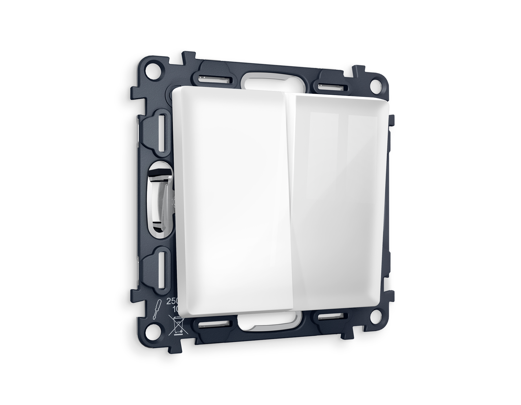 MA103020 Комплект механизма 2-кл проходного выключателя ALFA Белый глянец QUANT (AP1030, VM120)