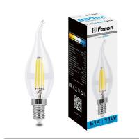 Лампа светодиодная FERON LB-714 11W 230V E14 6400K филамент С35T прозрачная