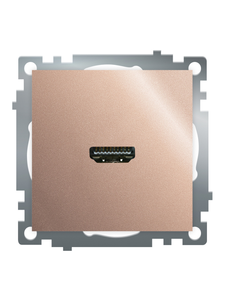 Розетка HDMI 2.1, Type A (механизм), серия Катрин, GLS00-7118-02, шампань