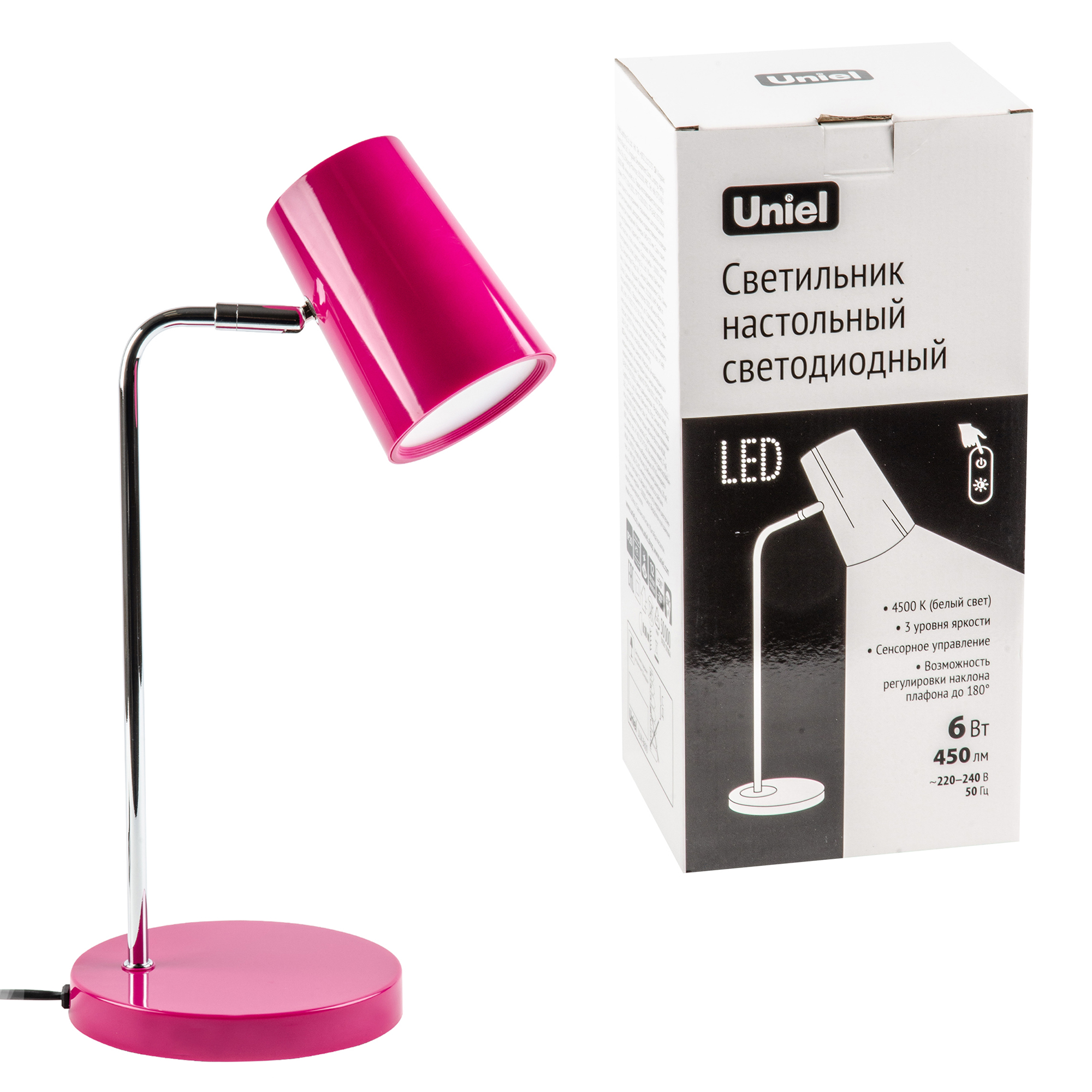 Светильник настольный UNIEL ULM-B600 6W-4500K-DIM RED 6W Сенсорный выкл. Диммер 