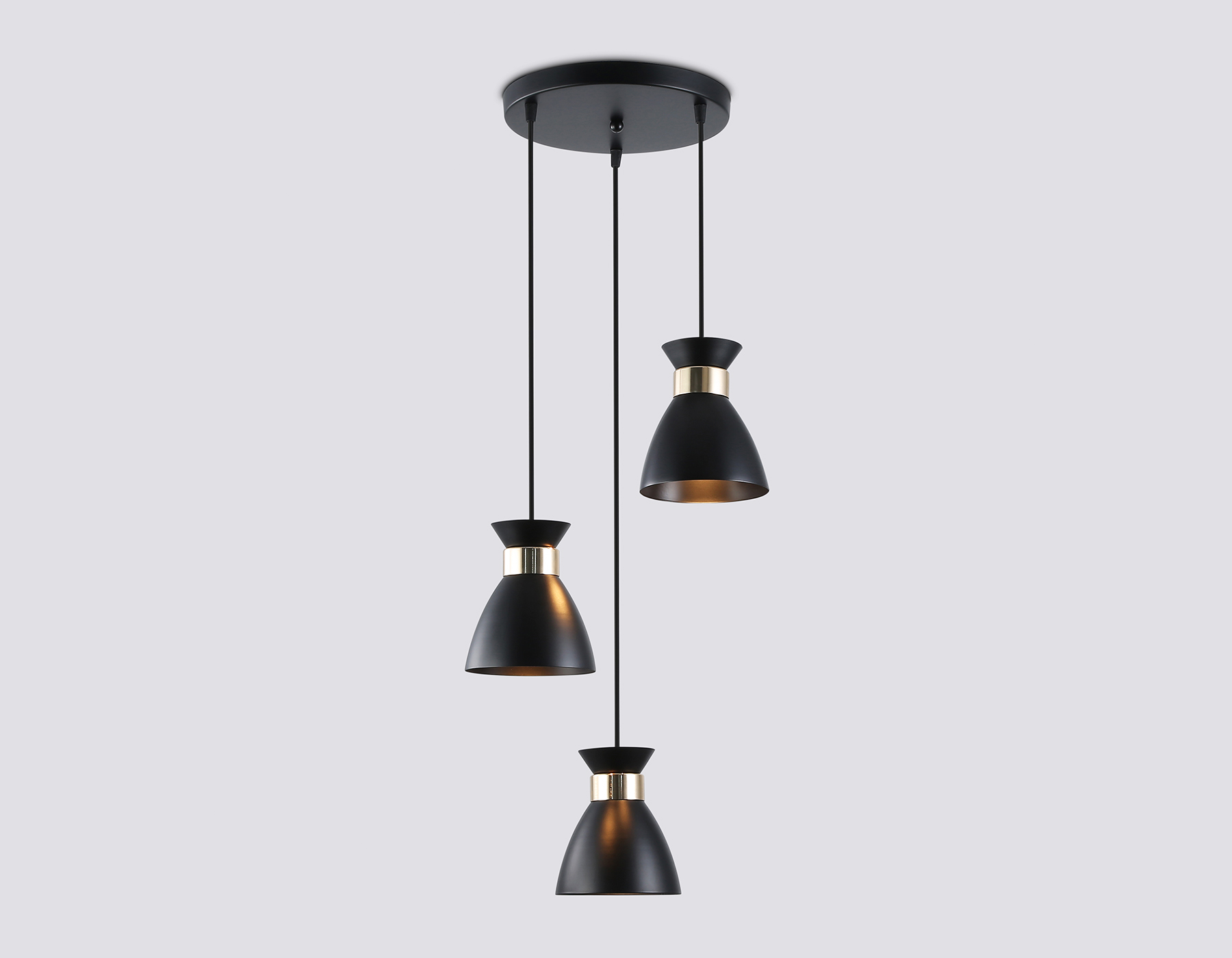 Светильник подвесной AMBRELLA TR8470/3 BK/FGD черный/золото E27/3 max 60W D340*1000