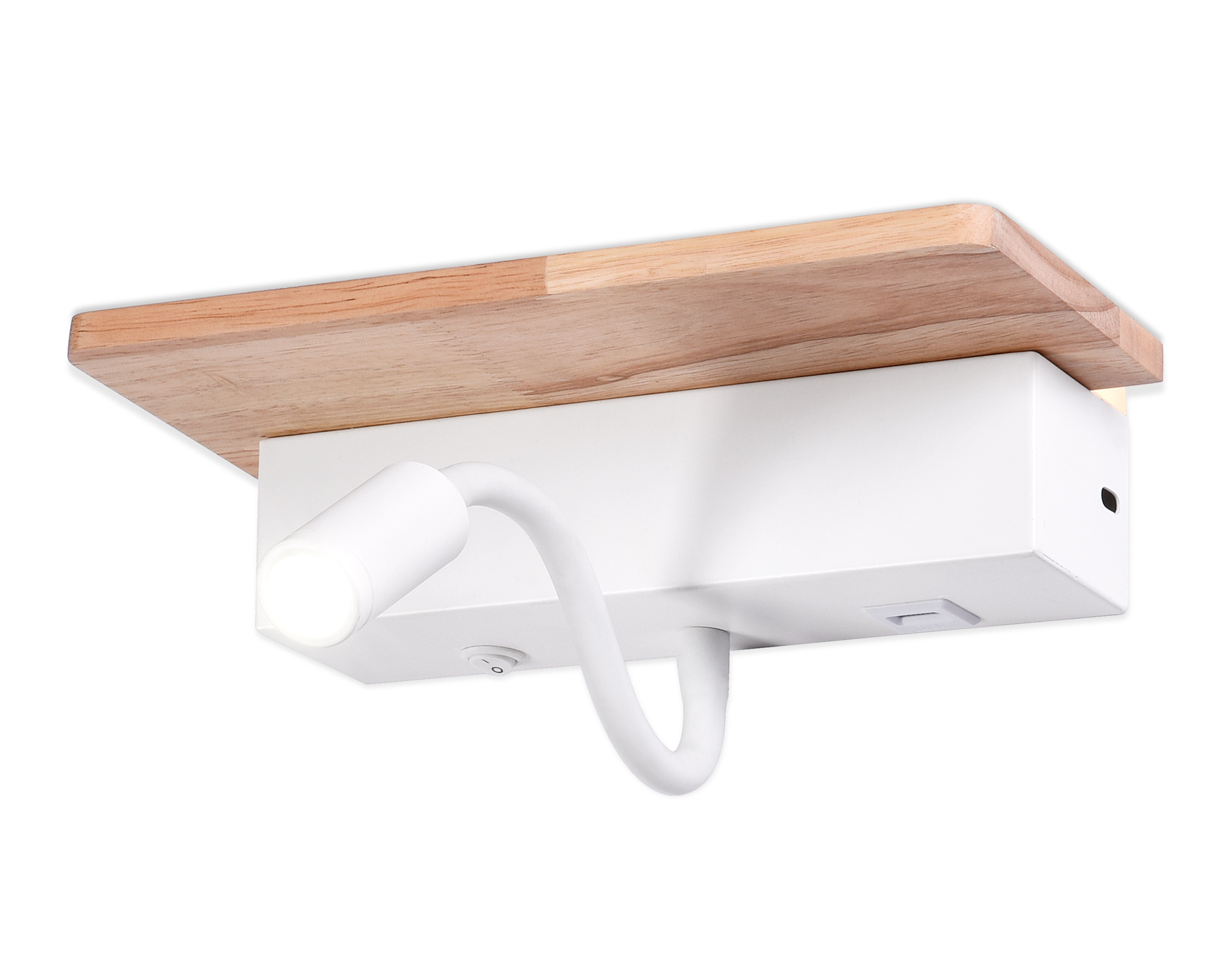 Светильник настенный Ambrella FW290 WH/LW бел/светл деревоLED 4200K+3000K 4W+1 с полкой, выкл. и USB