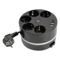 Удлинитель пятиместный HM10-51-01 с/з. 2.5м, 16А, 2USB A + C 5V 3,1A, серия Comfort, черный