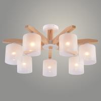 Люстра XA1690/7 WH+WOOD белый 7х60W E27 d700 h310, HN25