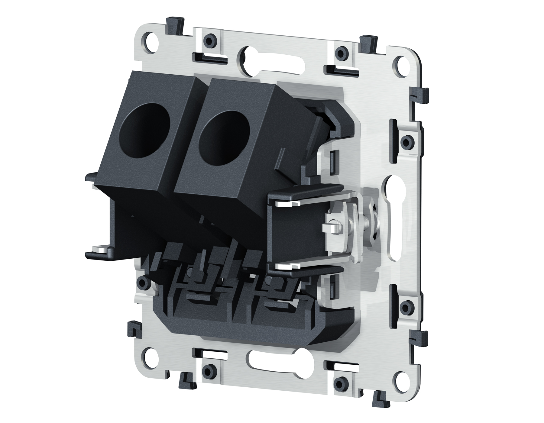 VM189 Механизм компьютерной двойной розетки RJ-45 (8P8C) CAT6 с автоматической защитной шторкой QUAN