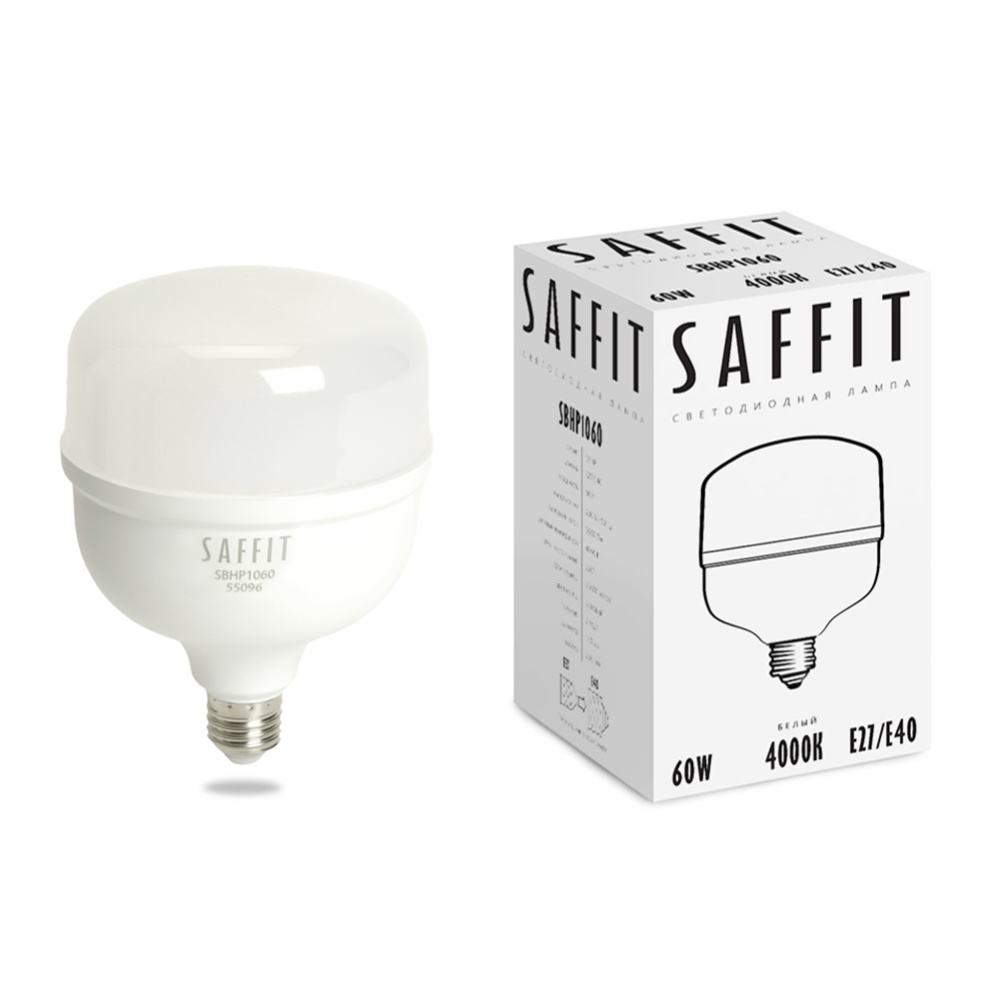 Лампа светодиодная SAFFIT 60W 230V E27-E40 4000K T140, SBHP1060