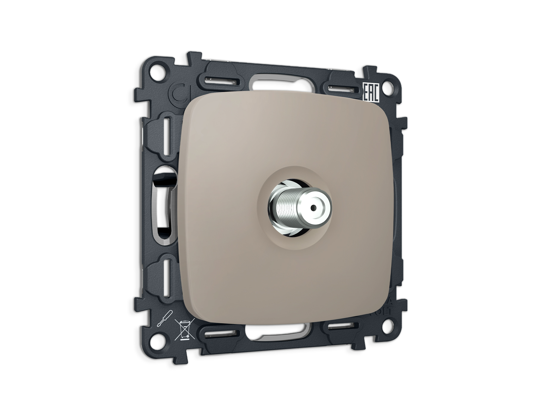 MO373050 Комплект механизма TV розетки SAT 5-2400MHz 3.5dB OMEGA Серо-бежевый матовый QUANT (OP3730,