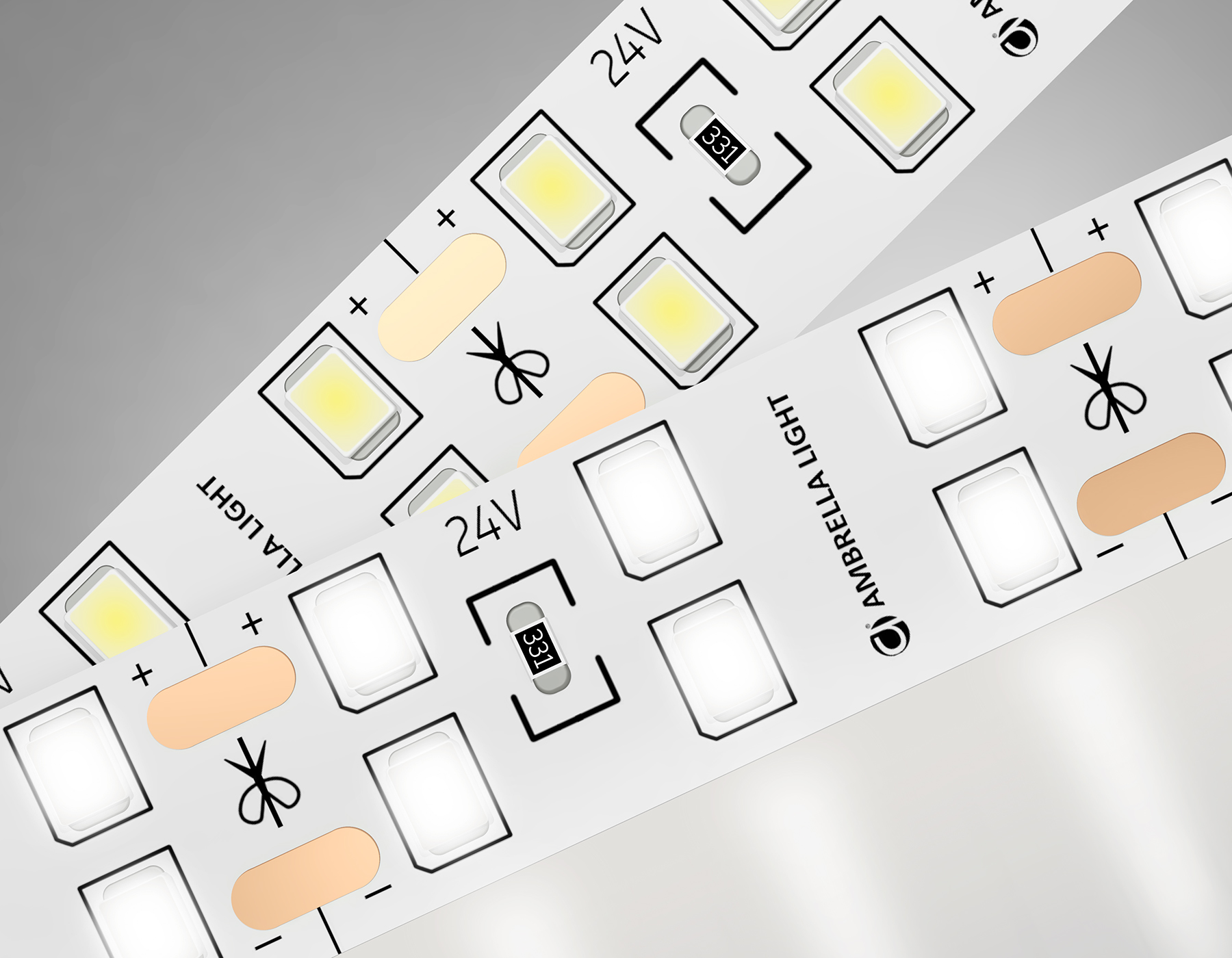 Светодиодная лента AMBRELLA GS3602 2835 204Led/ 20W m/ 24V IP20 4500K/ 5000*14*1.2mm (2 конт.)
