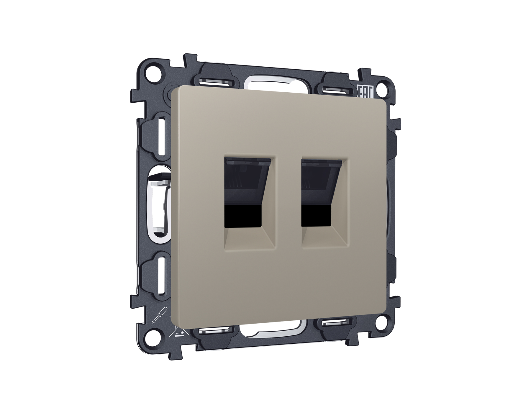 MA372110 Комплект механизма компьютерной двойной розетки RJ-45 с автоматической защитной шторкой ALF