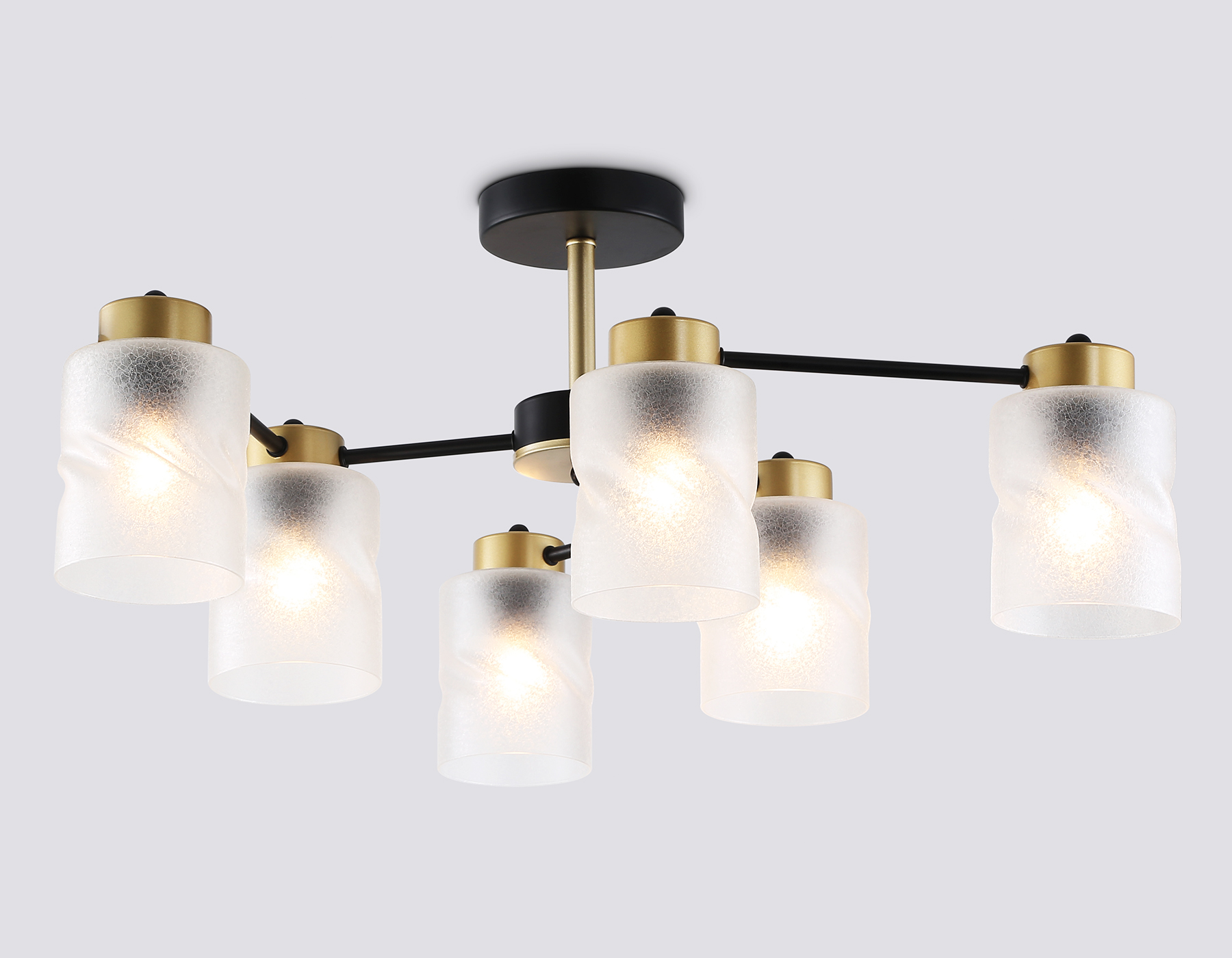 Люстра на штанге AMBRELLA TR303325/6 BK/GD черный/золото E27/6 max60W со стеклянными плафонами