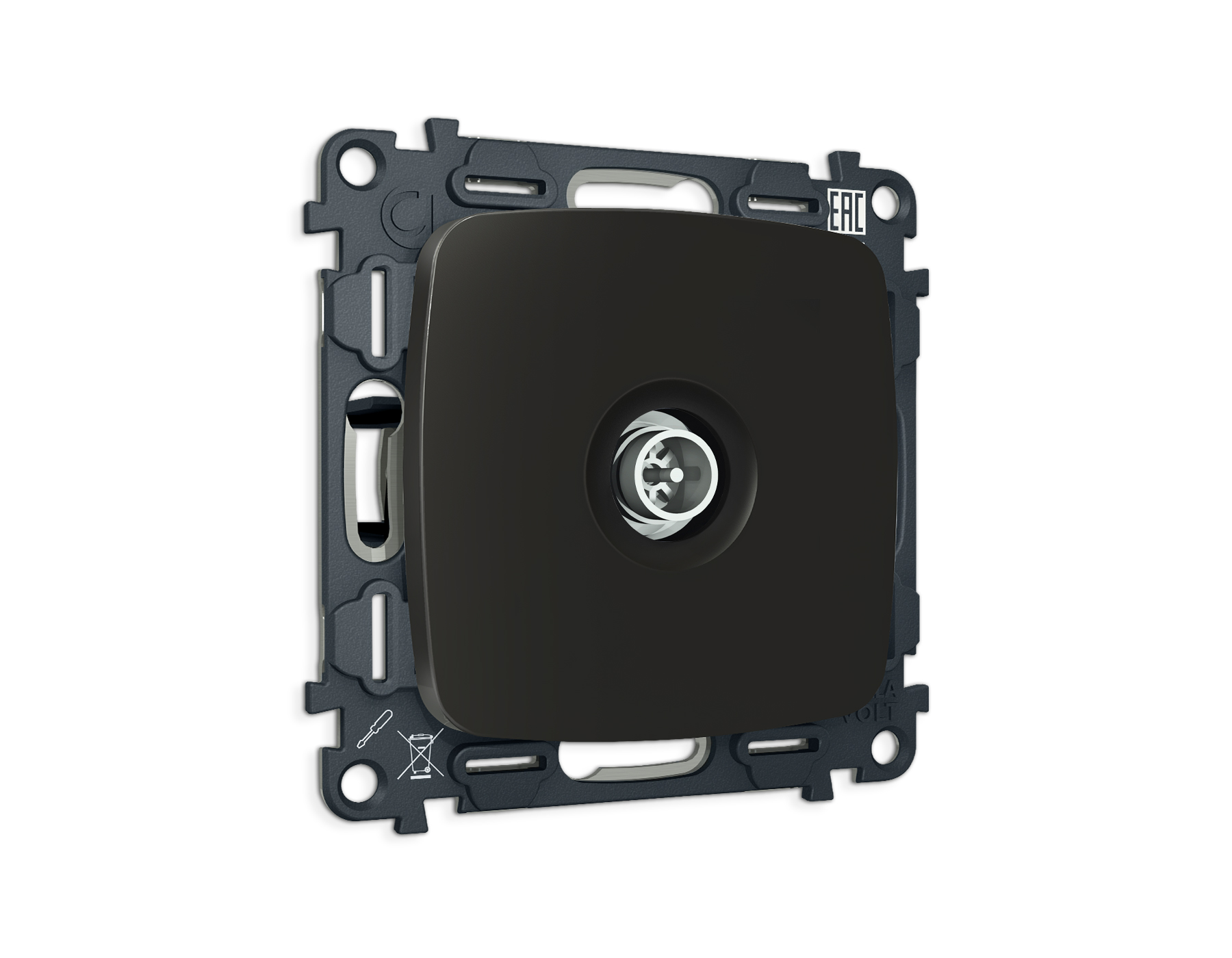 MO813005 Комплект механизма TV розетки оконечной экранированной 5-1000MHz 3dB OMEGA Черный матовый Q