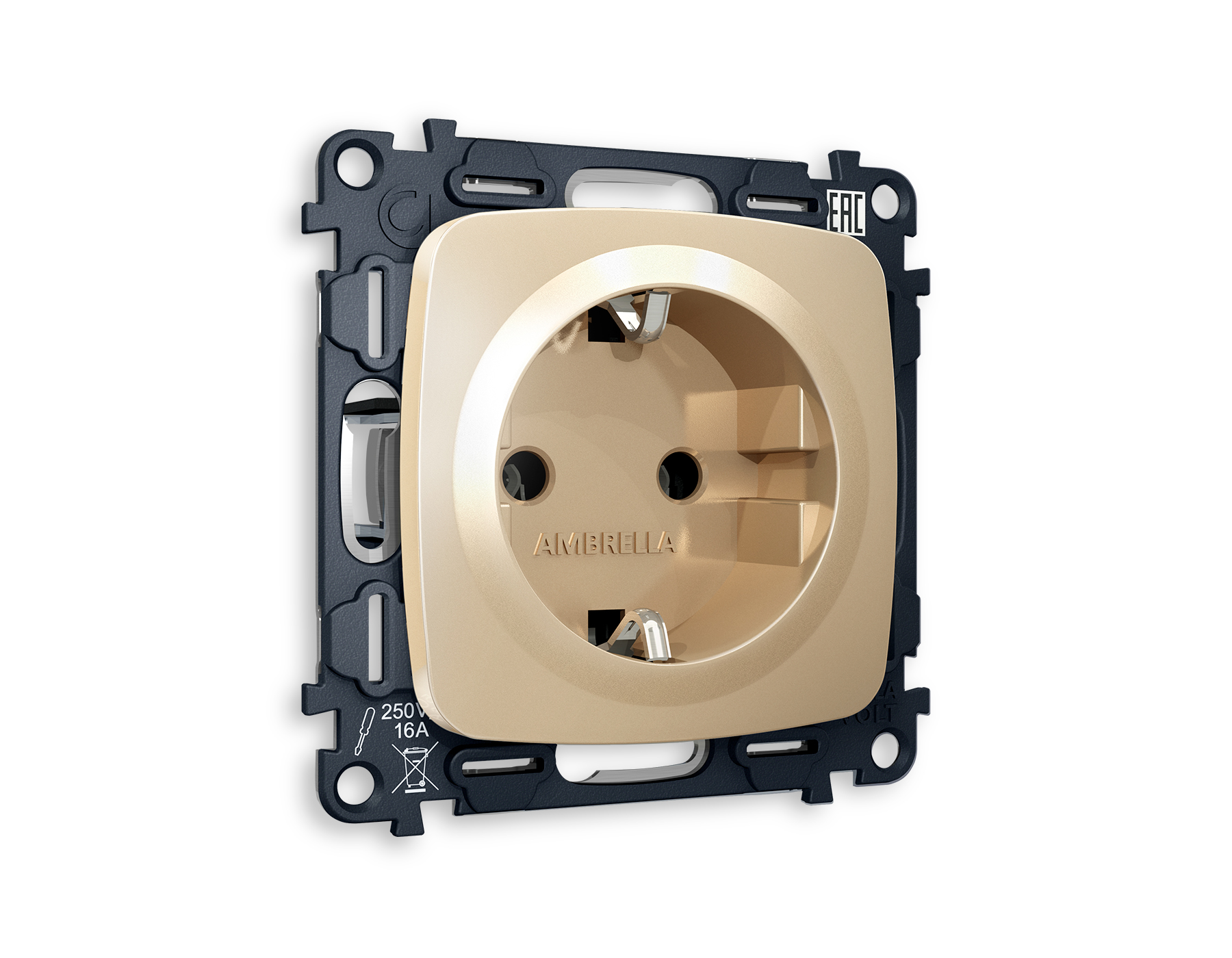 MO606010 Комплект механизма электр розетки OMEGA Шампань с/з винт/заж QUANT(OP6060,VM141)