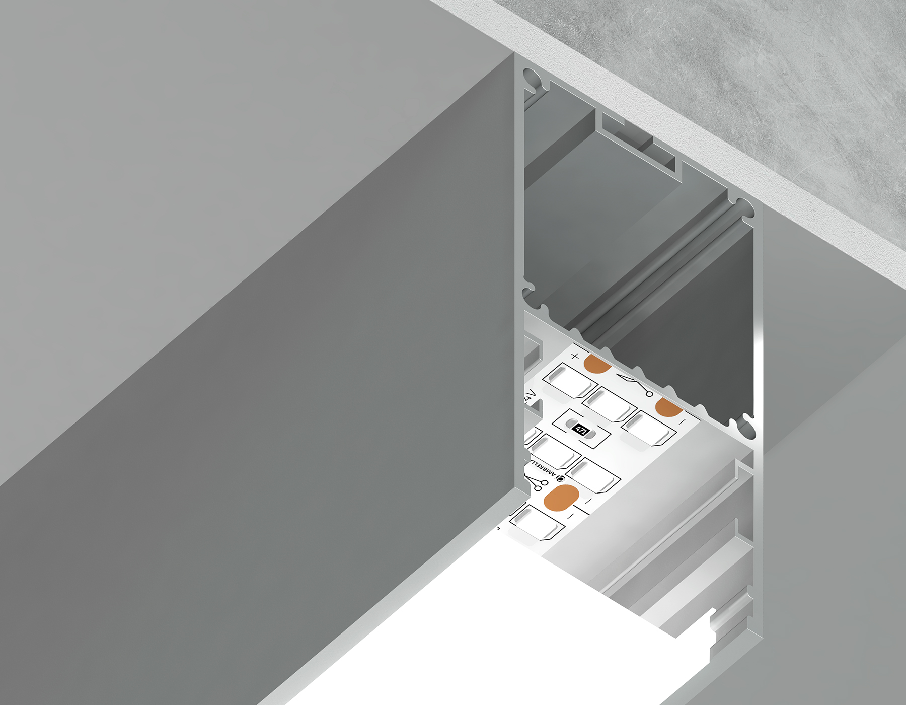 Алюминиевый профиль накладной/подвесной "Profile System" GP3000AL серебро 2000*35*67 (до 32,8мм)