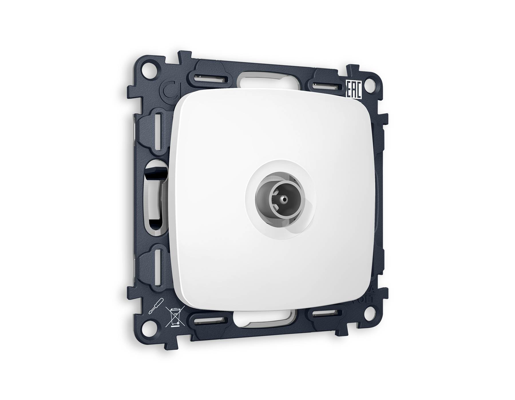 MO133010 Комплект механизма TV розетки оконеч OMEGA Белый матовый 50-870 MHz 1dB QUANT(OP1330,VM202)