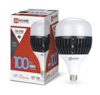 Лампа светодиодная IN HOME  LED-HP-PRO 100Вт 230В E27 с адаптером Е40 6500К 9000Лм 