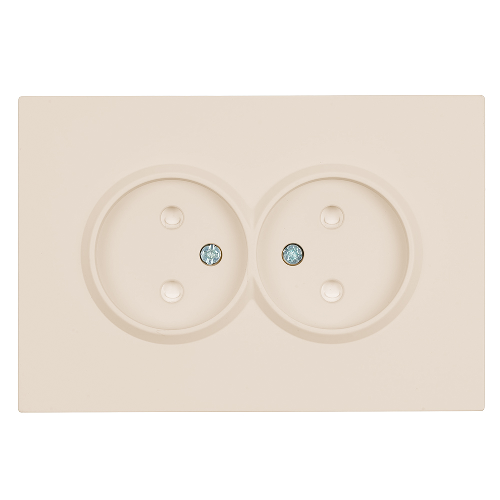 Розетка 2-местная с защитной шторкой б/з, 250В, 16А, серия Эмили, RST16-5116-08, кашемир, soft touch