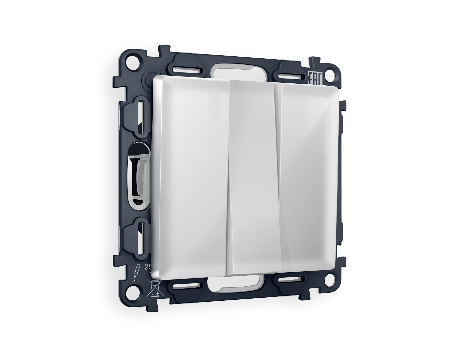 MA405010 Комплект механизма 3-кл выключателя ALFA Серебро глянец QUANT (AP4050, VM133)