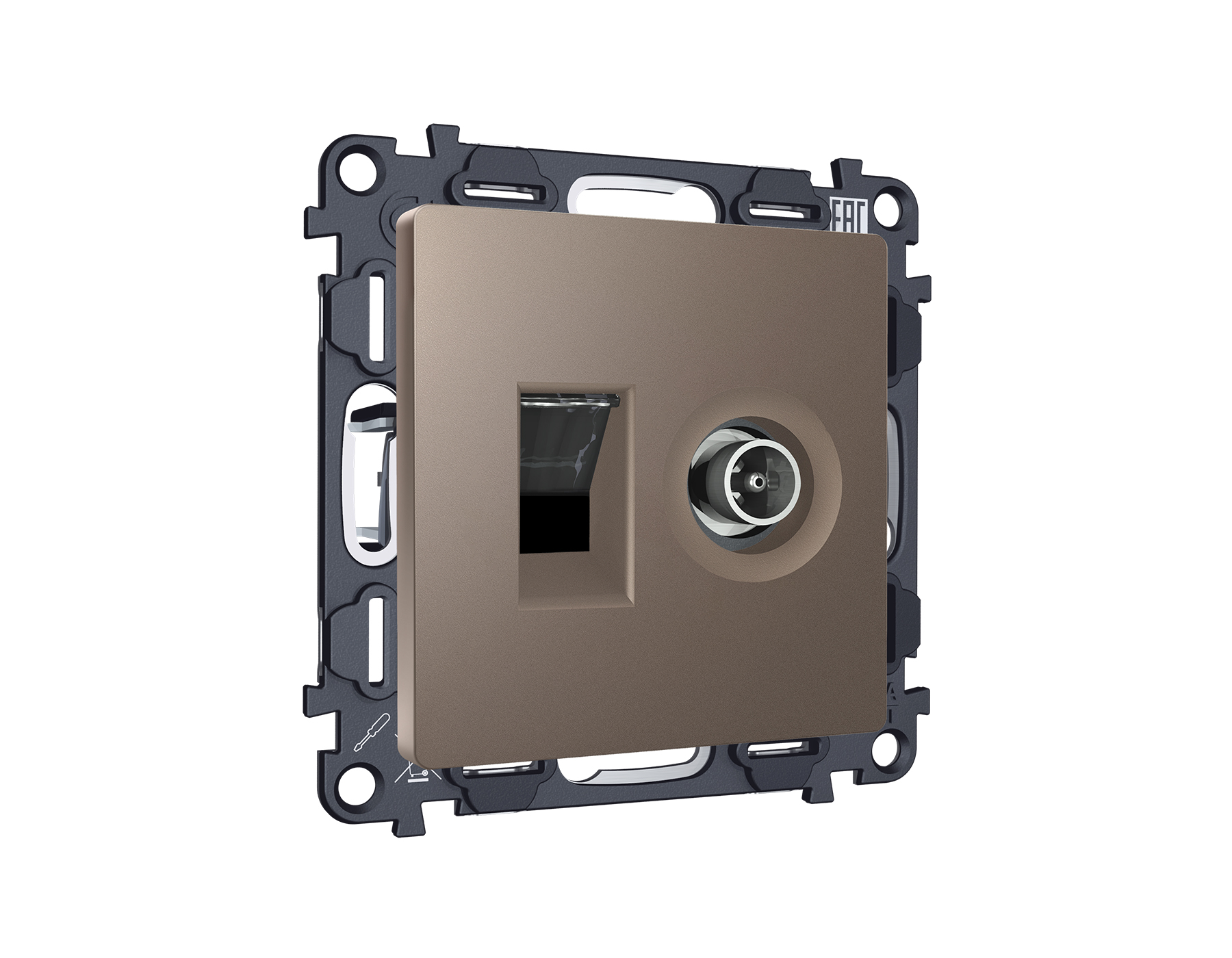 MA642510 Комплект мех-ма розетки компьютерной + TV оконечной RJ-45 с автоматической защитной шторкой