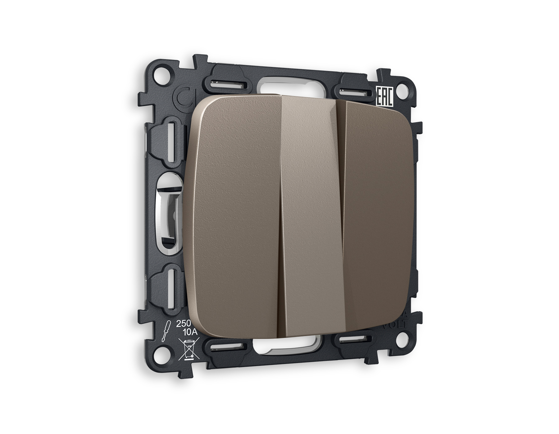 MO635010 Комплект механизма 3-кл выключателя OMEGA Темная бронза матовый QUANT (OP6350, VM133)