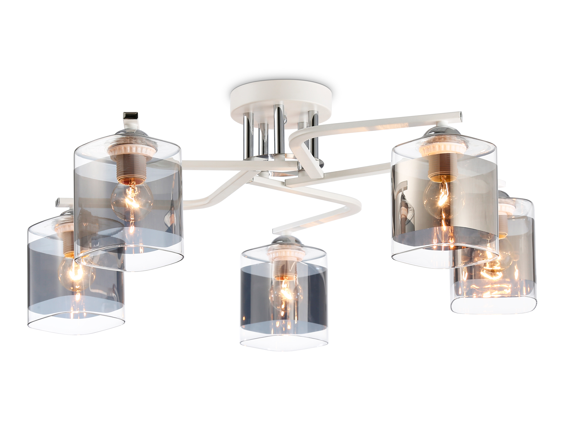 Люстра подвесная Ambrella TR303219/5 WH/CH/SM белый/хром/дымчатый E27*5 max 60W D580*250