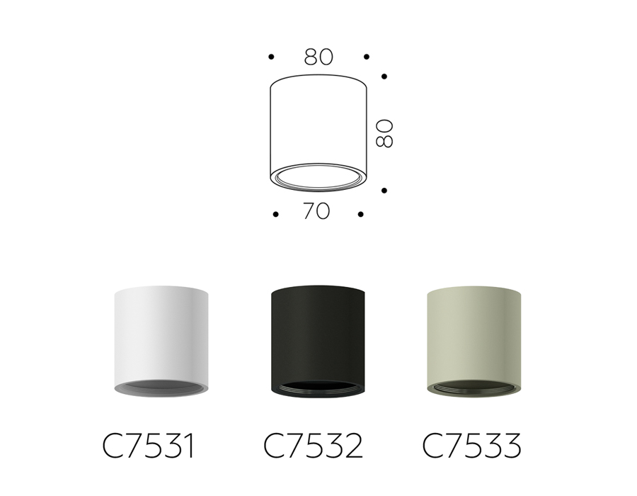 Корпус светильника накладной D70mm C7532 SBK черный песок D80*H80mm MR16 GU5.3