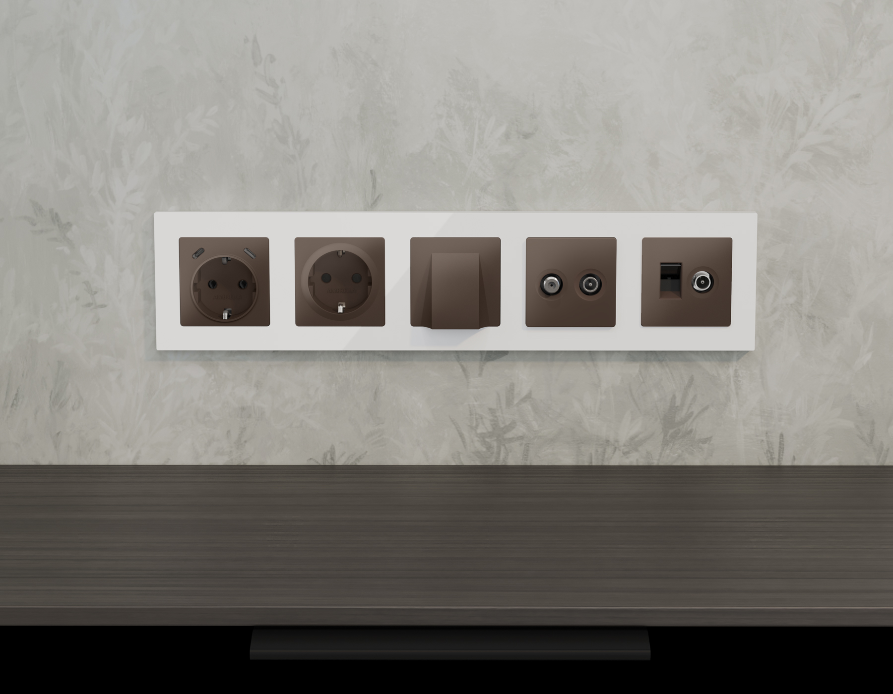 MA643310 Комплект механизма розетки TV оконечной + SAT 5-862MHz 3.5dB/950-2150MHz 3.5dB ALFA Темная 