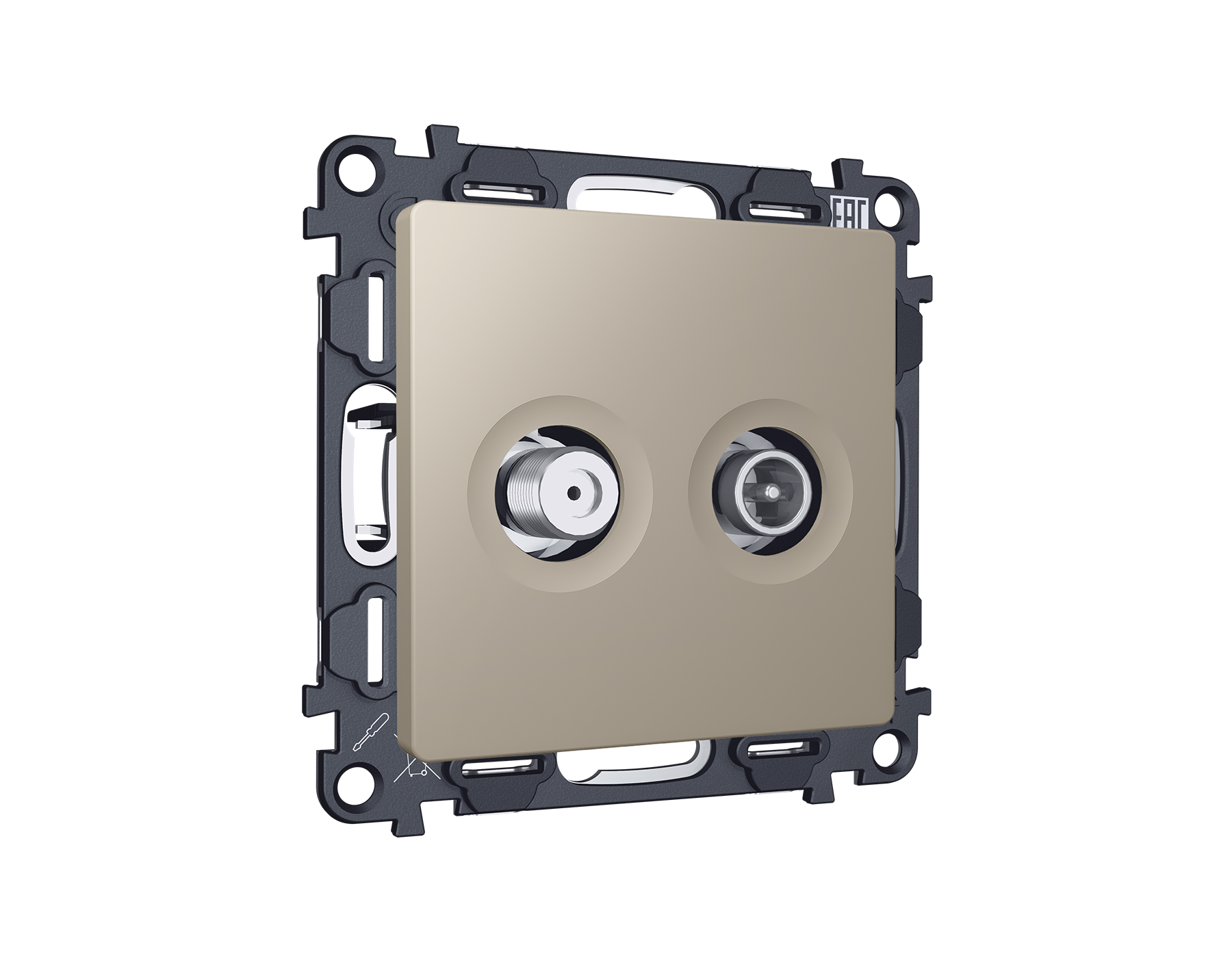 MA373310 Комплект механизма розетки TV оконечной + SAT 5-862MHz 3.5dB/950-2150MHz 3.5dB ALFA Серо-бе