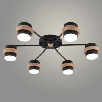 Люстра XI1011/6 BK+WOOD черный/дерево 6х15W GX53 d600 h120, HN25