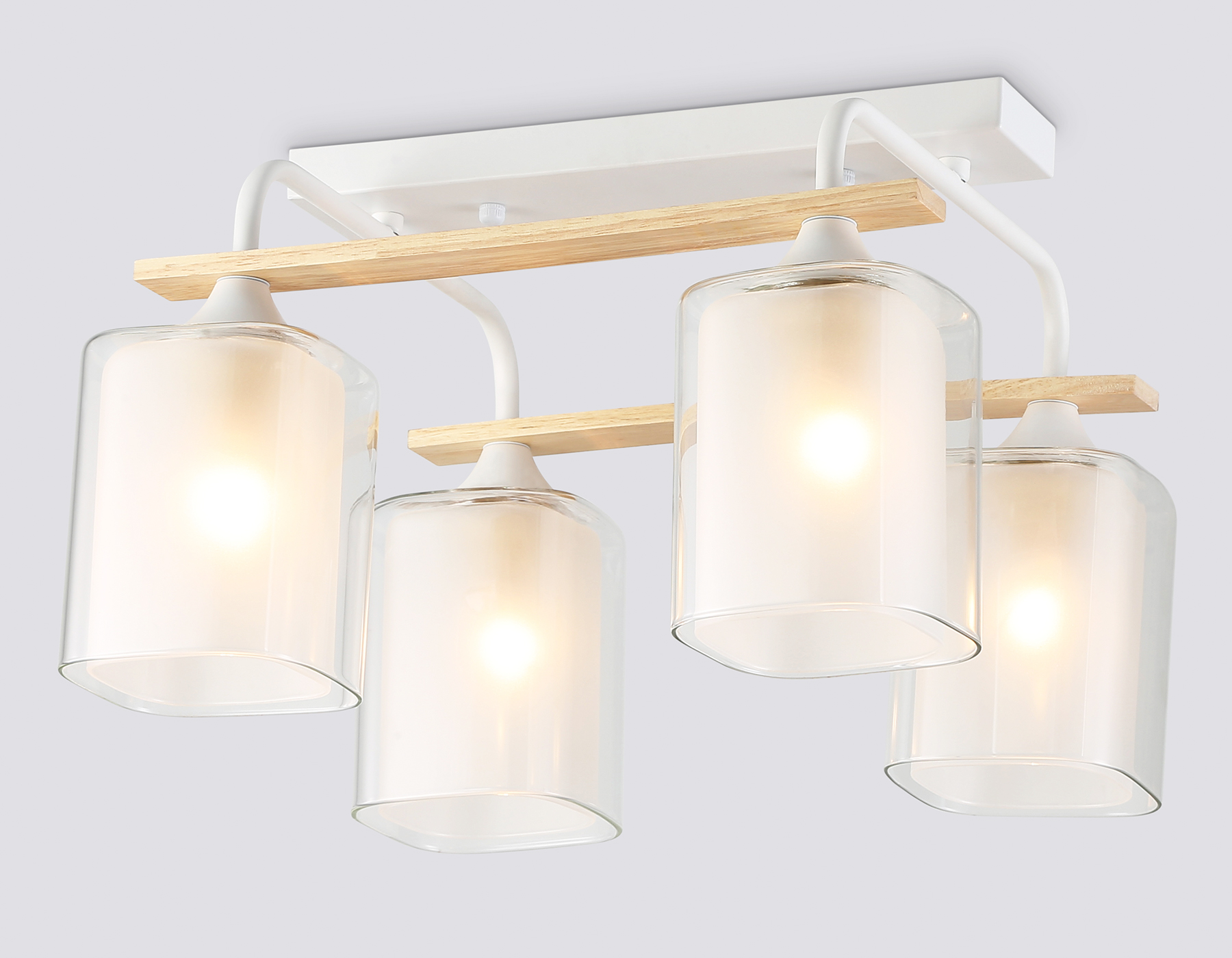 Светильник потолочный Ambrella TR3033246/4 WH/WD белый/дерево E27/4 max 60W 340*340*245