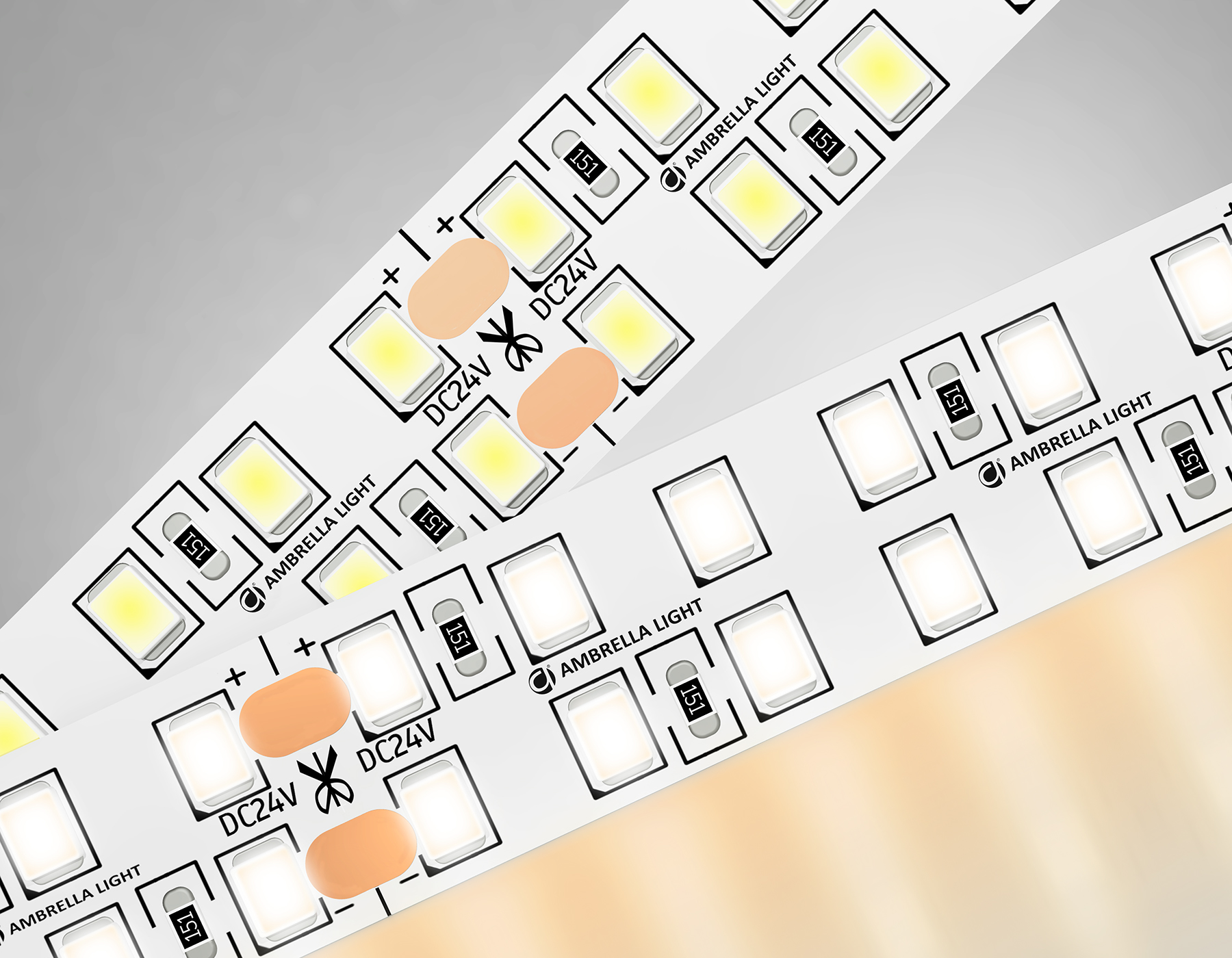 Светодиодная лента AMBRELLA GS3701 2835 240Led /24W m/ 24V IP20 3000K/ 5000*14*1.2mm (2 конт.)