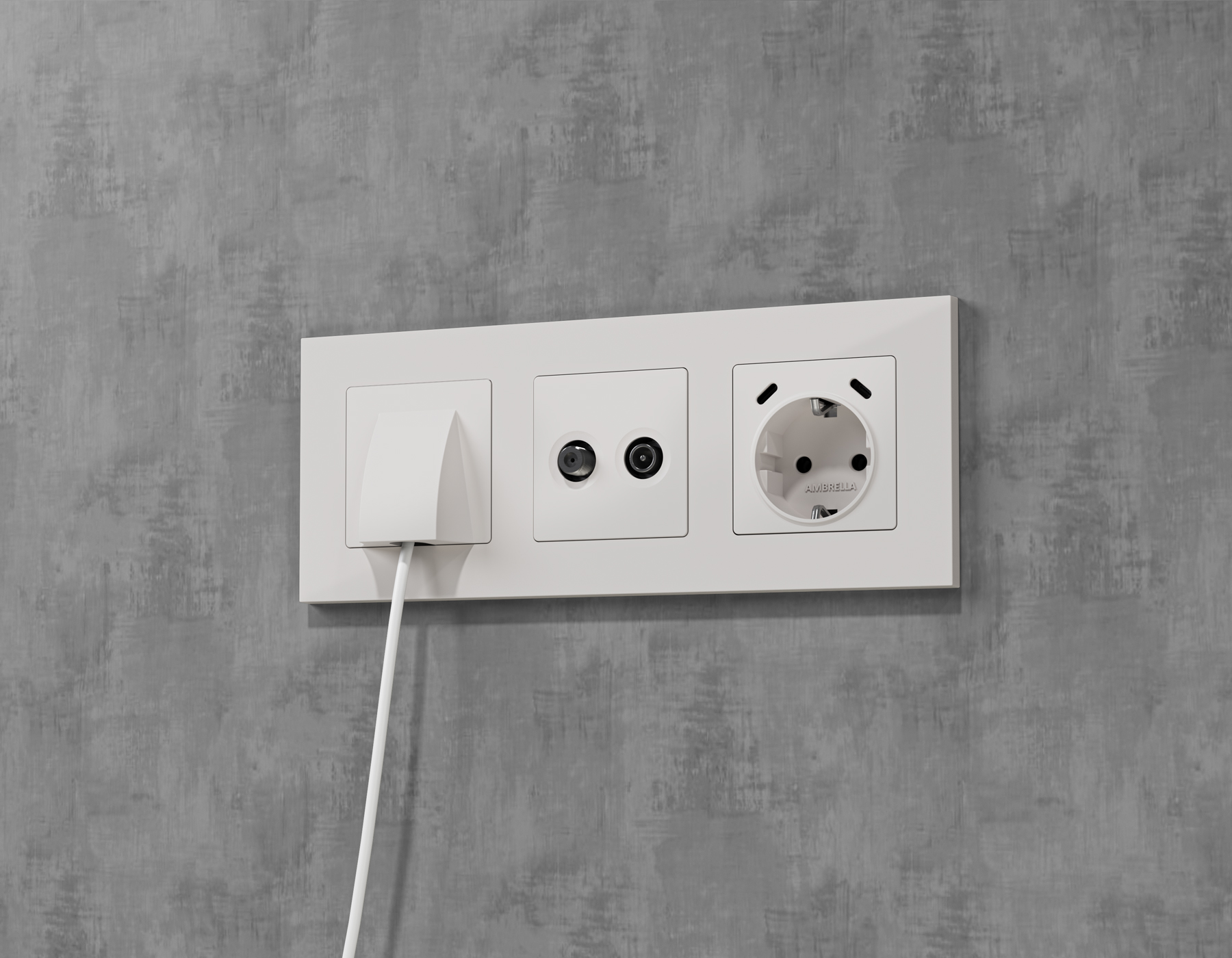 AP1333 Лицевая панель ALFA (Белый матовый) для TV двойной розетки QUANT