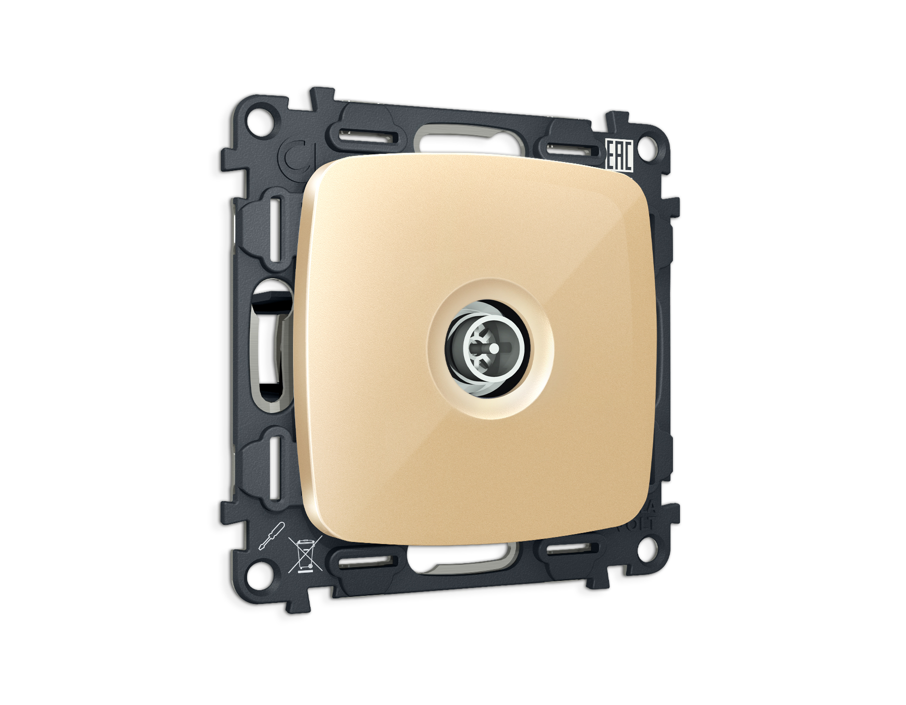 MO613005 Комплект механизма TV розетки оконечной экранированной 5-1000MHz 3dB OMEGA Шампань QUANT (O