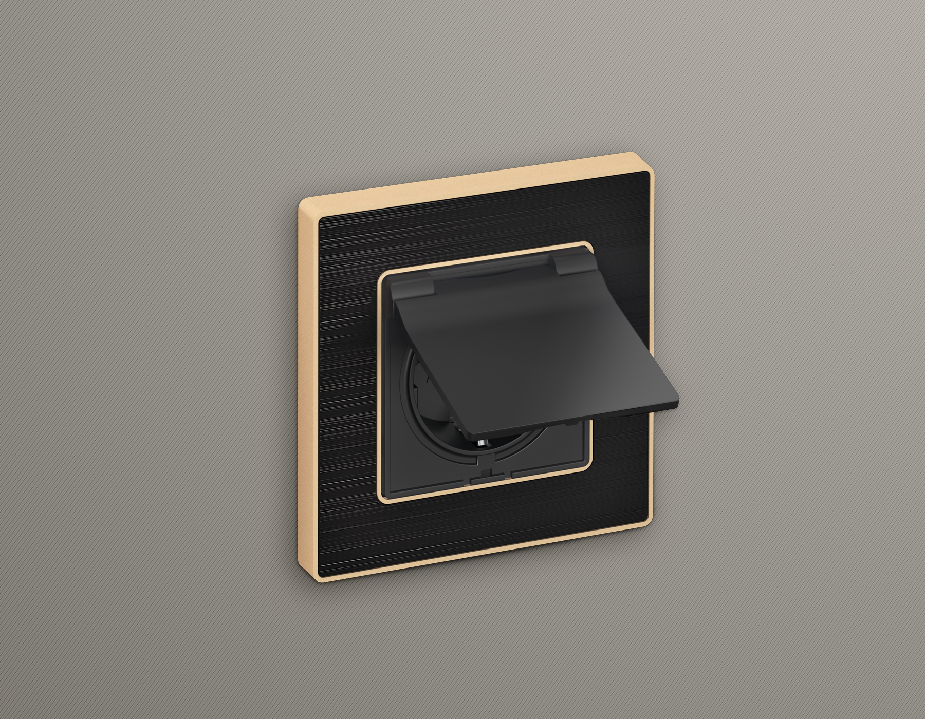 AP9080 Лицевая панель ALFA (Графит Мягкое касание) для электр розетки с/з со шторк/крышк IP44 QUANT 