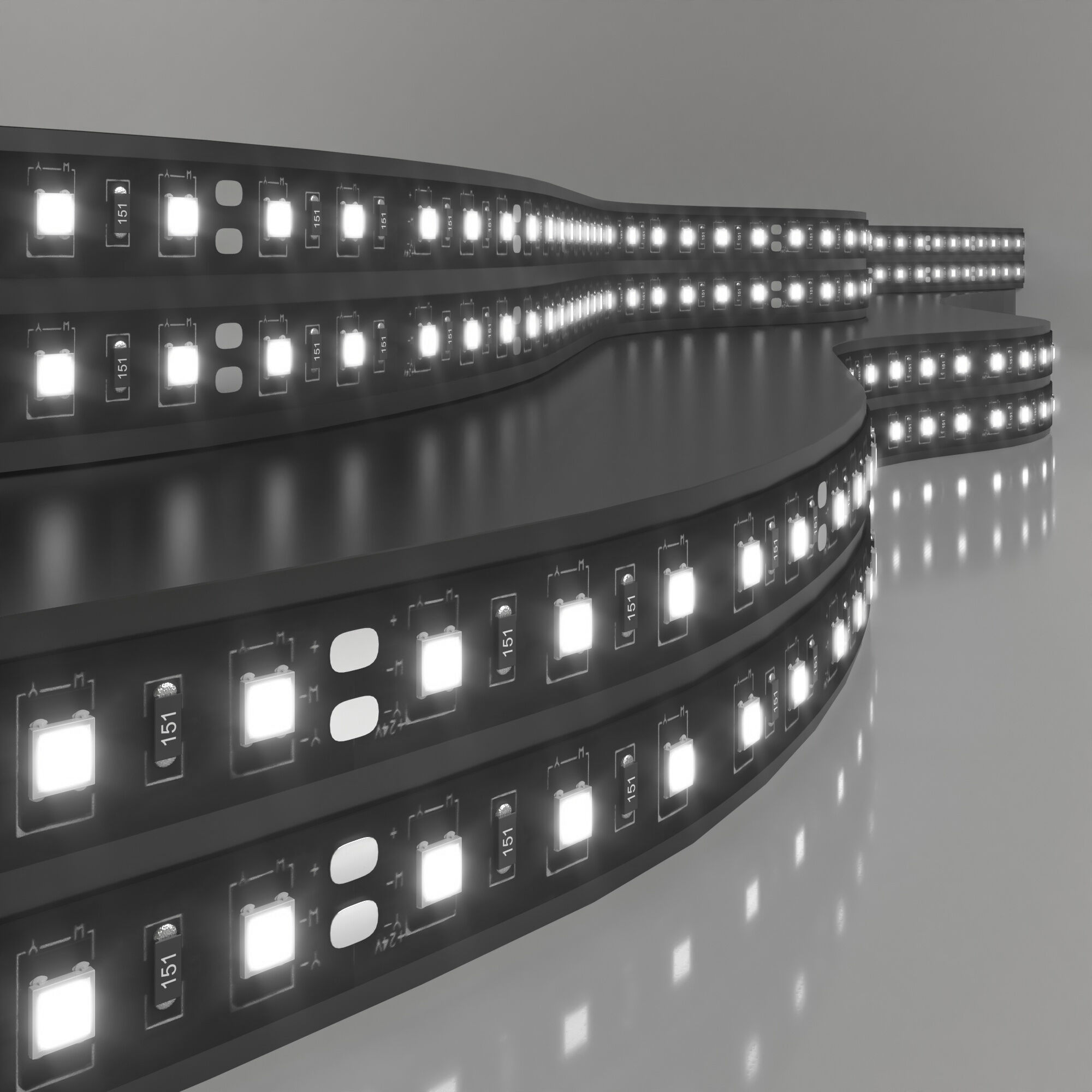 Лента светодиодная 120Led 9,6W IP20 6500K холодный белый (2835 24V 120Led 9,6W IP20 Black) 2835 24V 