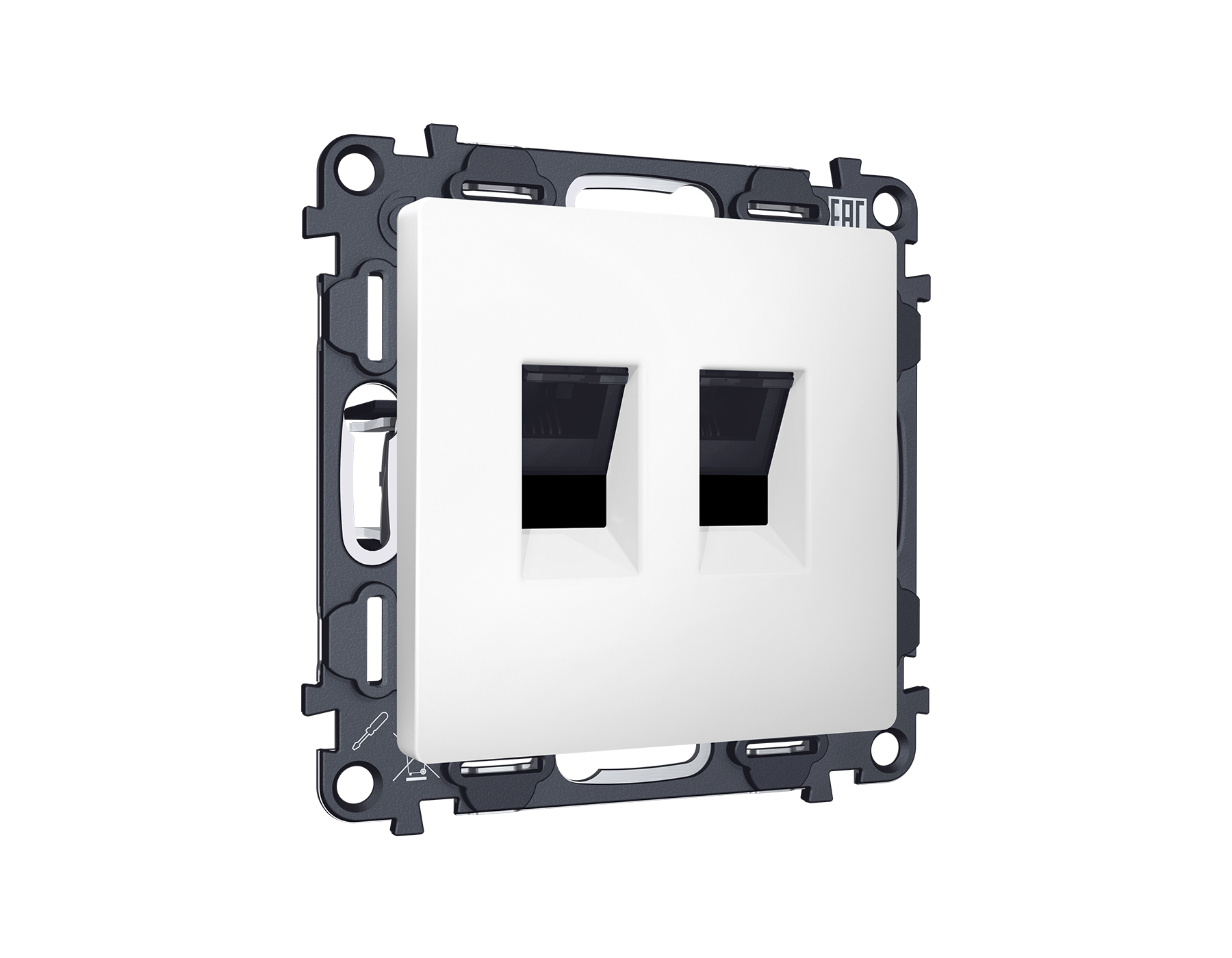 MA132110 Комплект механизма компьютерной двойной розетки RJ-45 с автоматической защитной шторкой ALF