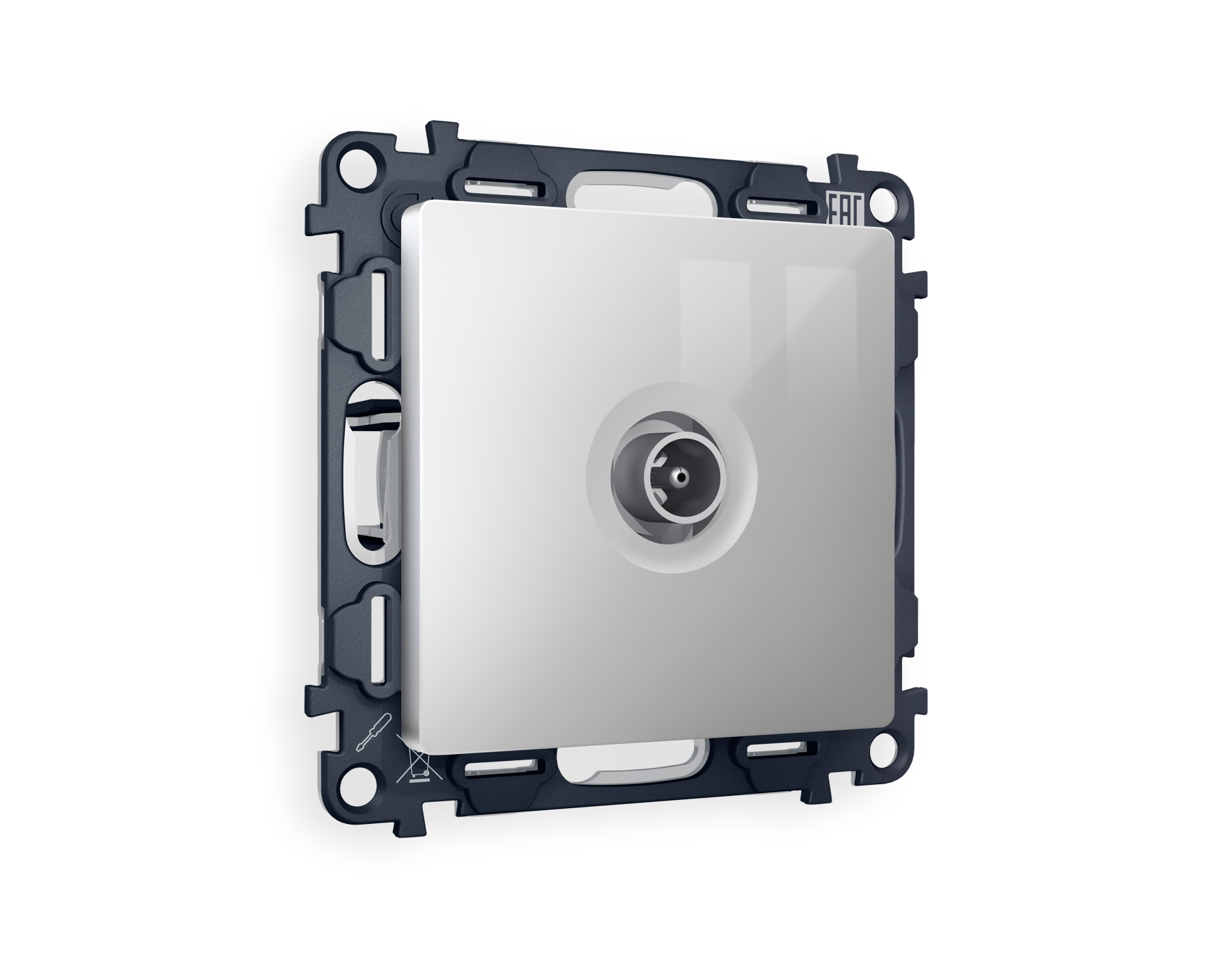 MA413010 Комплект механизма TV розетки оконеч ALFA Серебро глянец 50-870 MHz 1dB QUANT(AP4130,VM202)