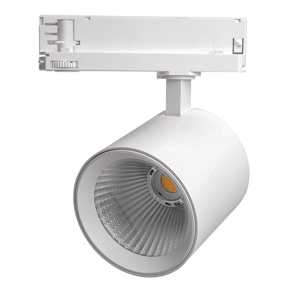 Светильник трековый светодиодный на шинопровод 40W, 3600 Lm, 2700К, 36 градусов, белый, 3х фазный,  