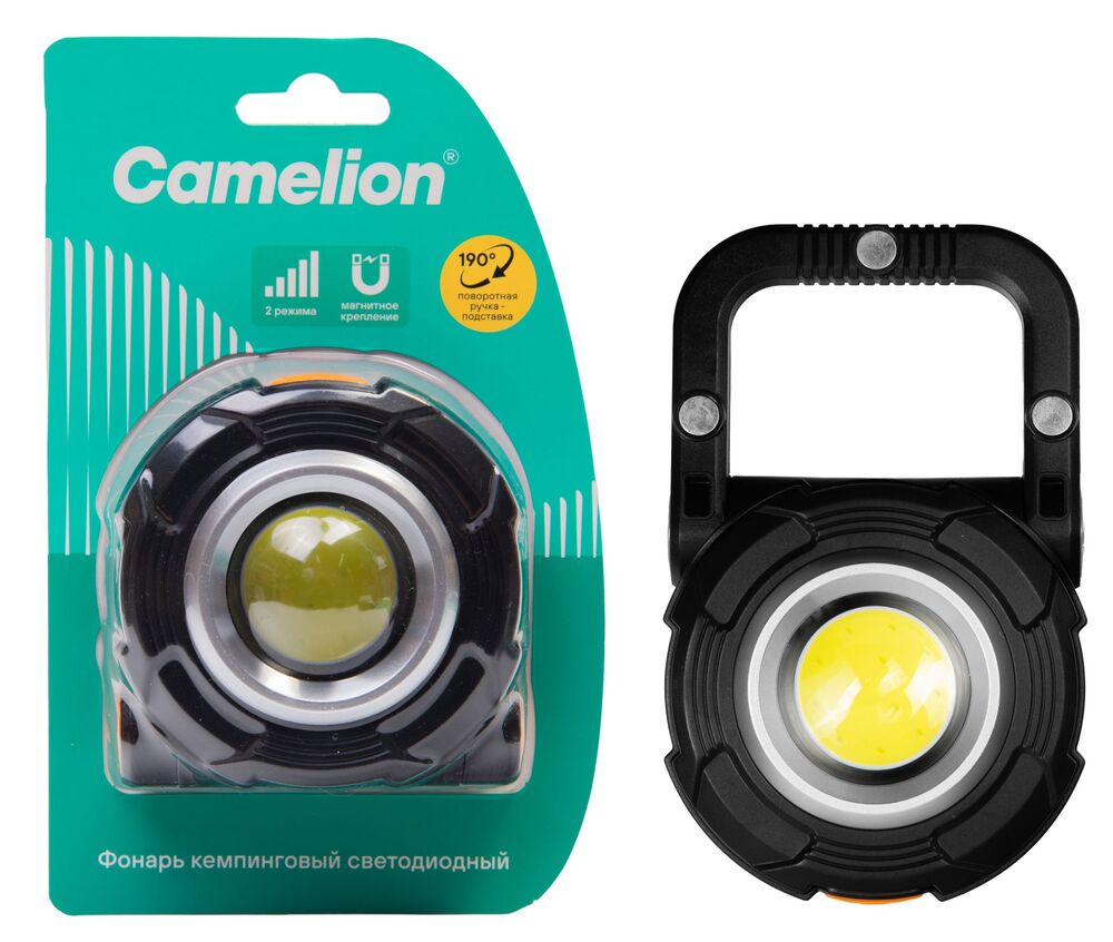 Фонарь CAMELION LED56252  (для кемпинга 3XR03, черн., COB, 2 реж., 3 магн., пласт., ,блист.)